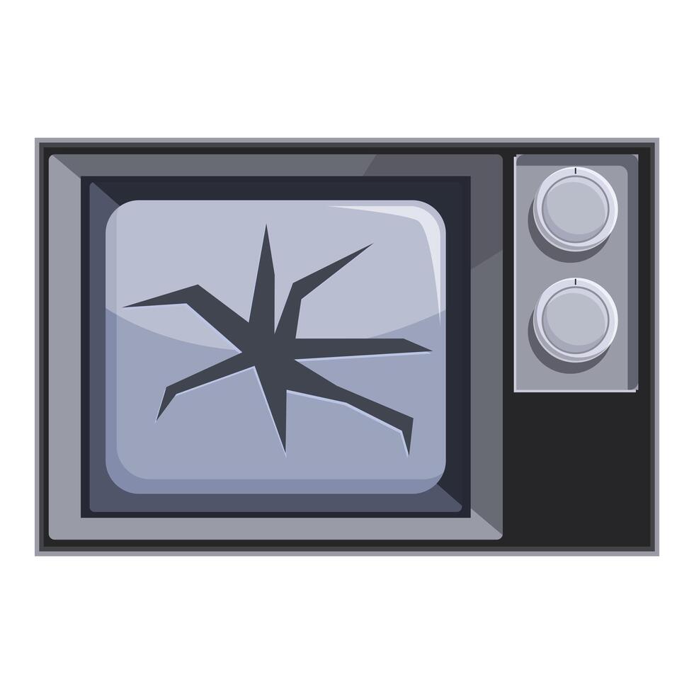 Broken vintage television showing cracks on screen vector
