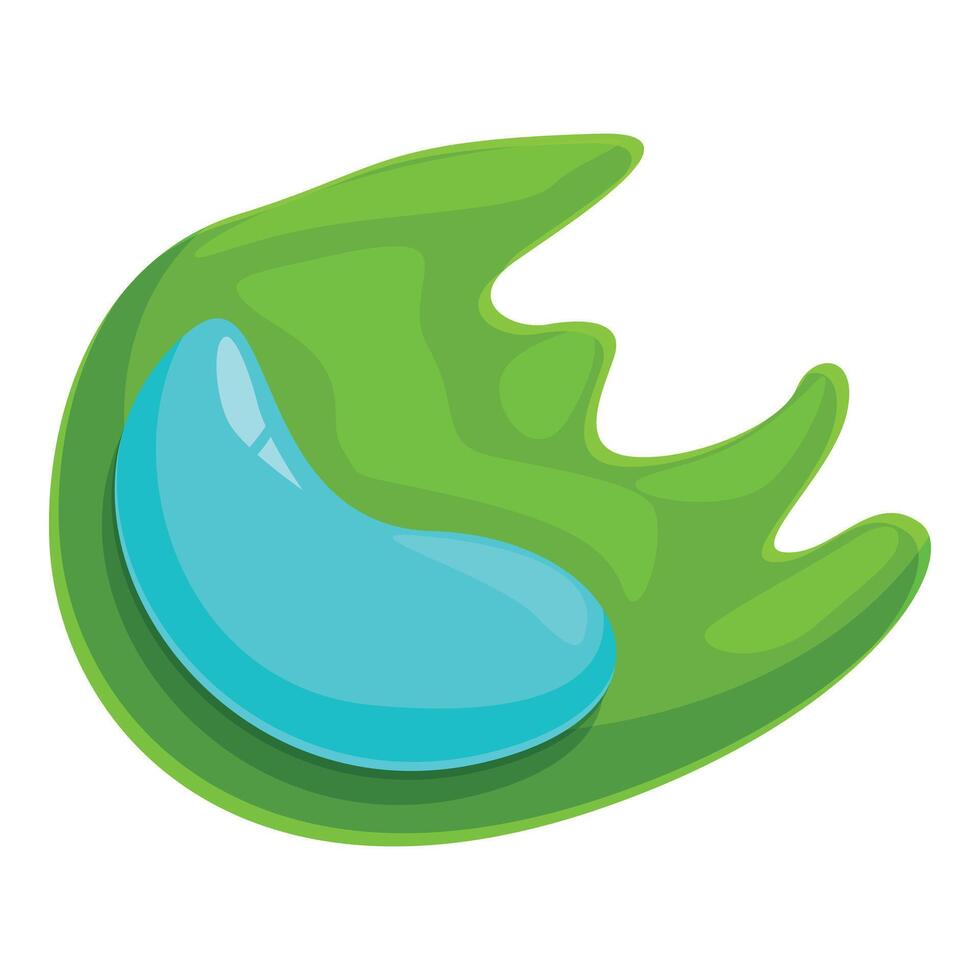 Turquoise jelly bean melting on green background vector