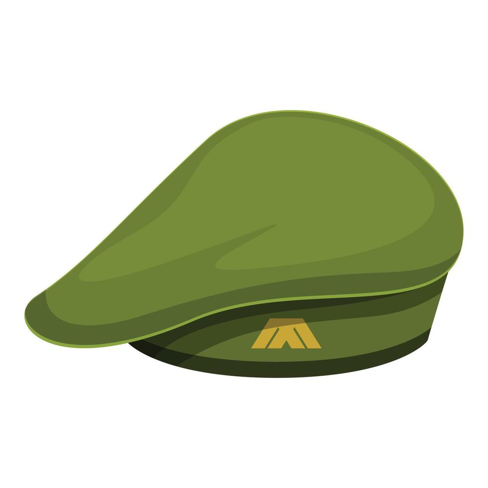 Green military beret showing golden insignia on white background vector