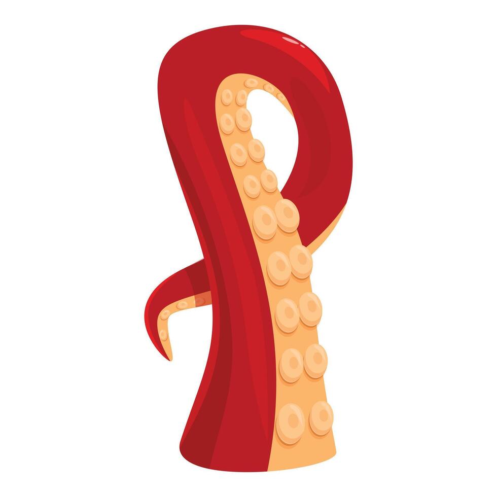 Red octopus tentacle twisting and reaching out vector
