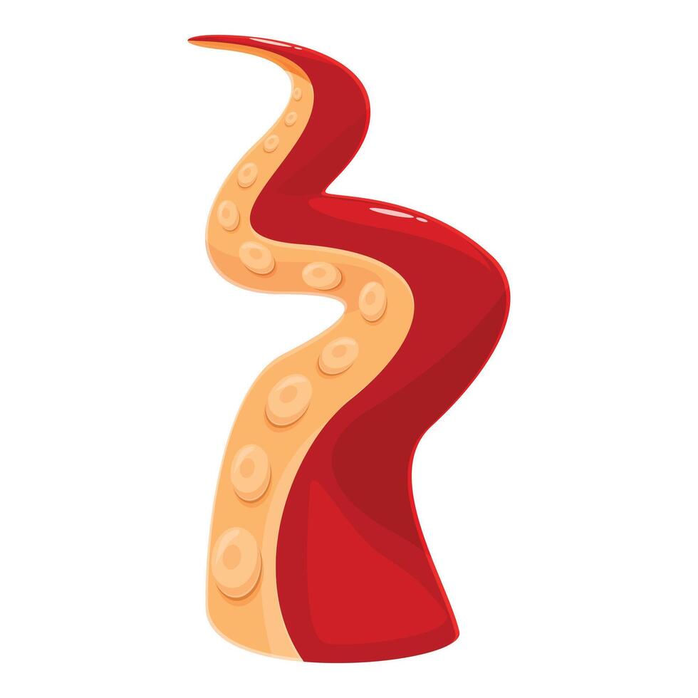 Red octopus tentacle twisting and reaching out vector