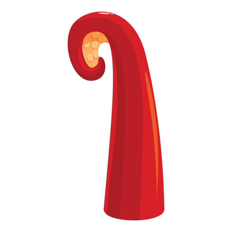 Red octopus tentacle showing suction cups vector