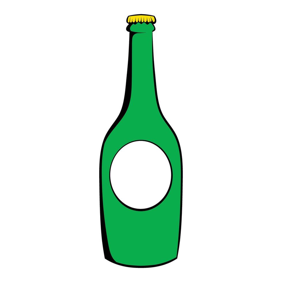 Green beer bottle with blank label standing on white background vector