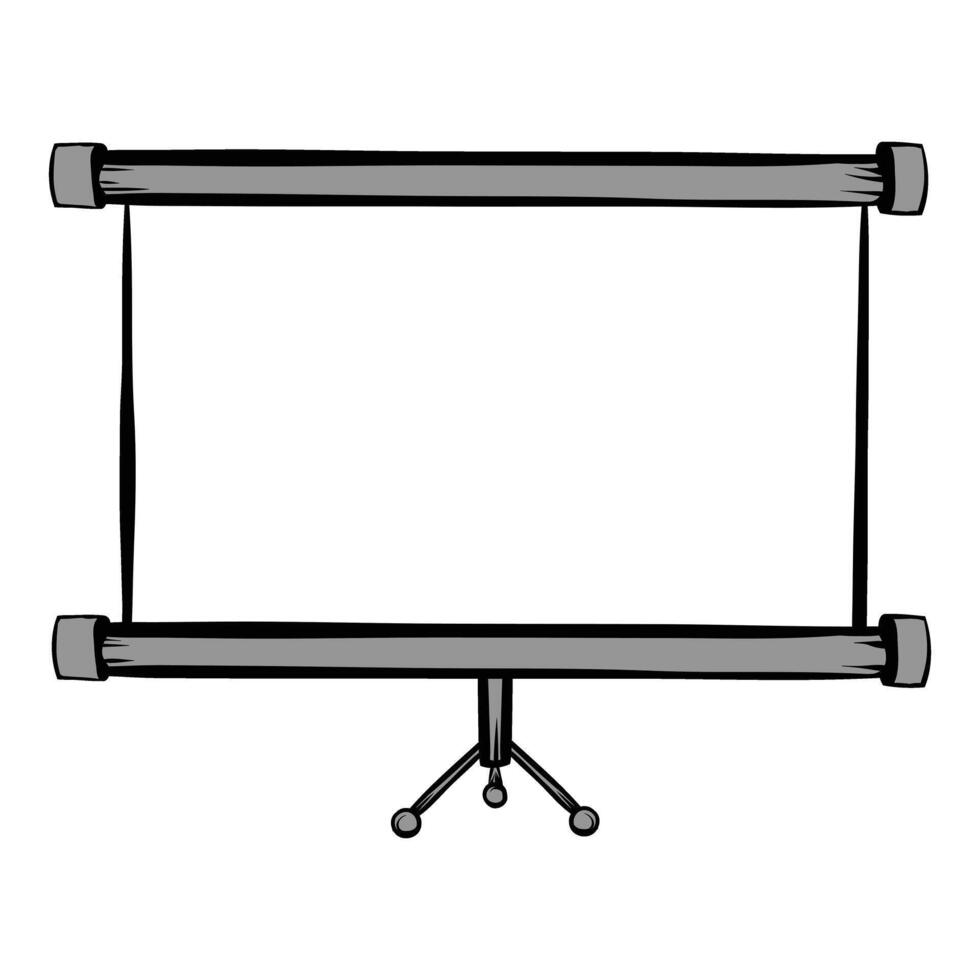 Blank projection screen standing on tripod for presentations and education vector