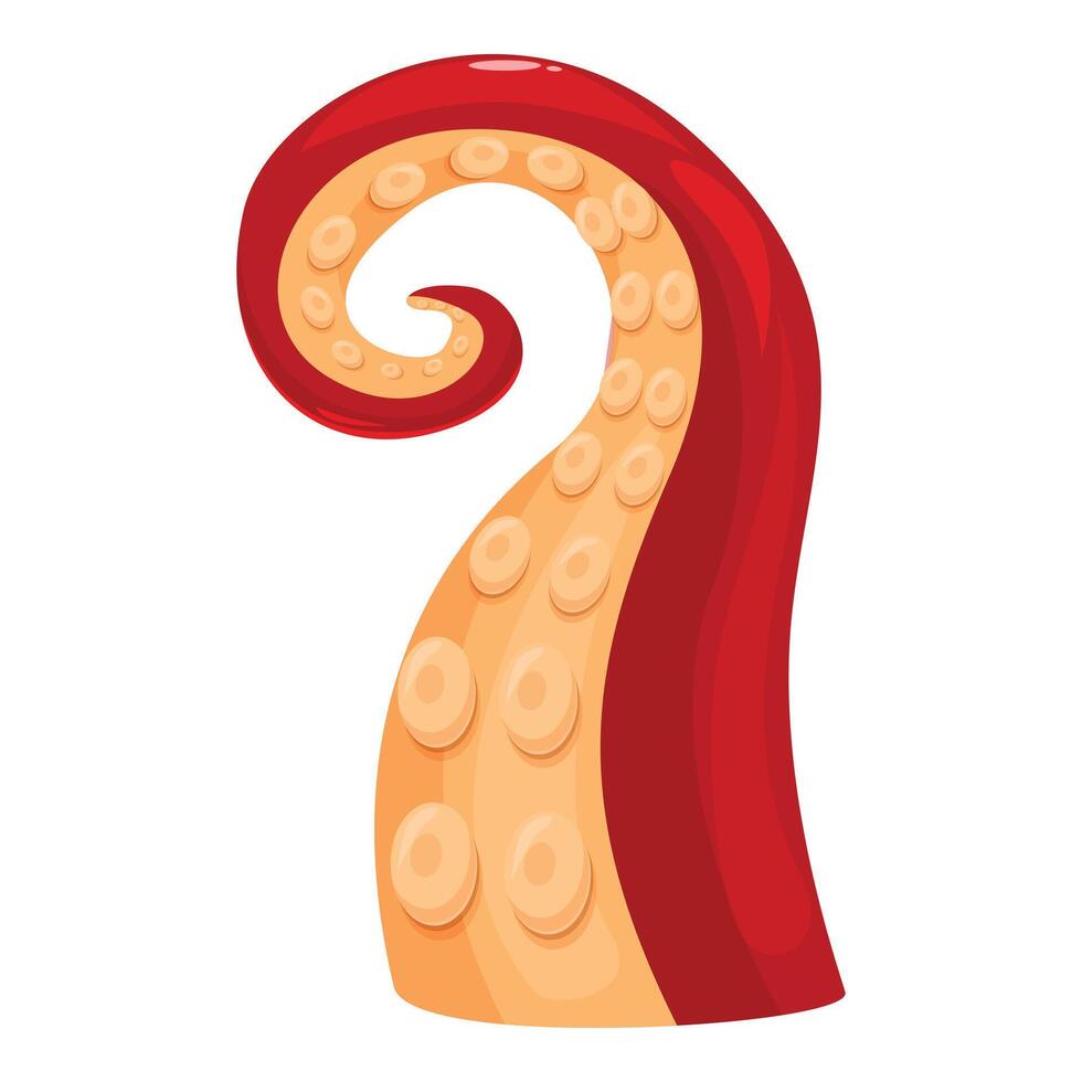 Red octopus tentacle curling in a spiral shape vector