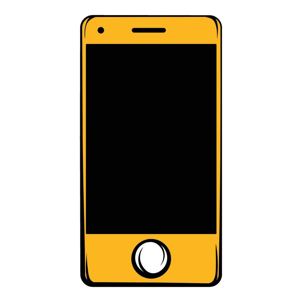 Yellow smartphone with blank screen displaying mobile technology vector