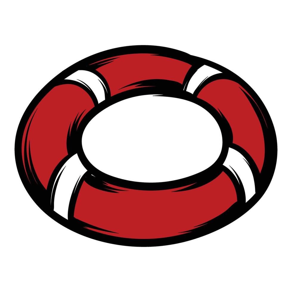 Red and white lifebuoy floating on water providing safety and rescue vector