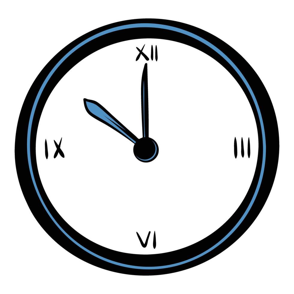 Clock showing five o'clock on white background vector