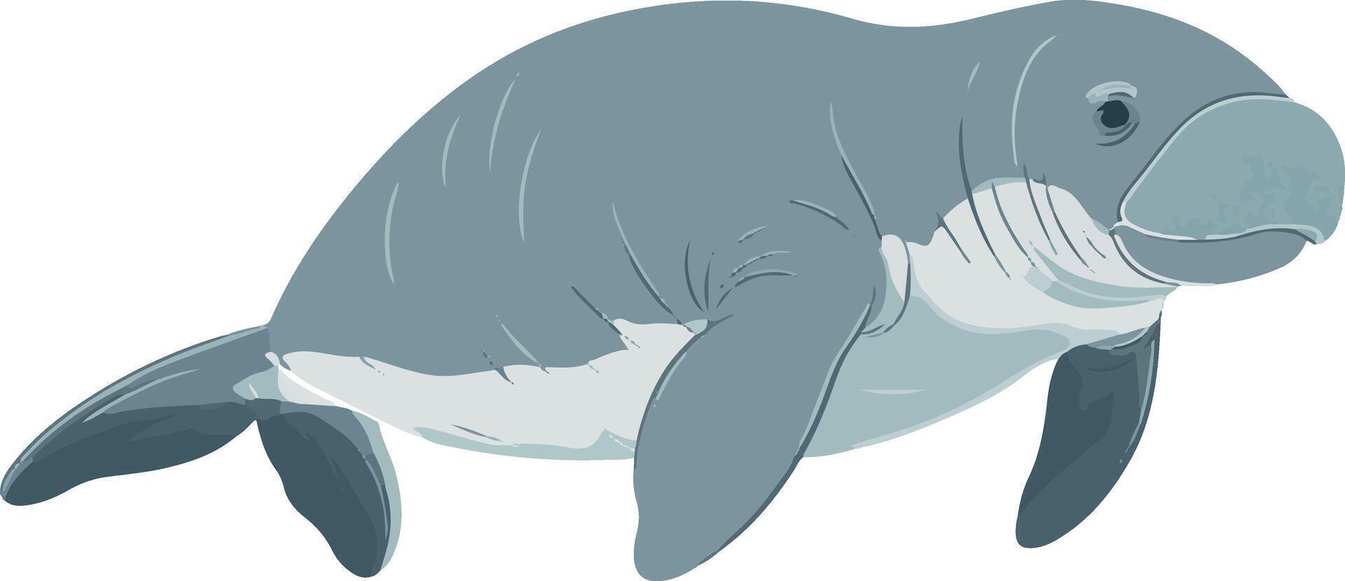 cute simple manatee clipart vector