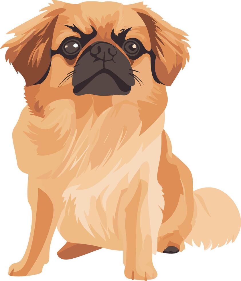 adorable cute simple pekingese clipart vector