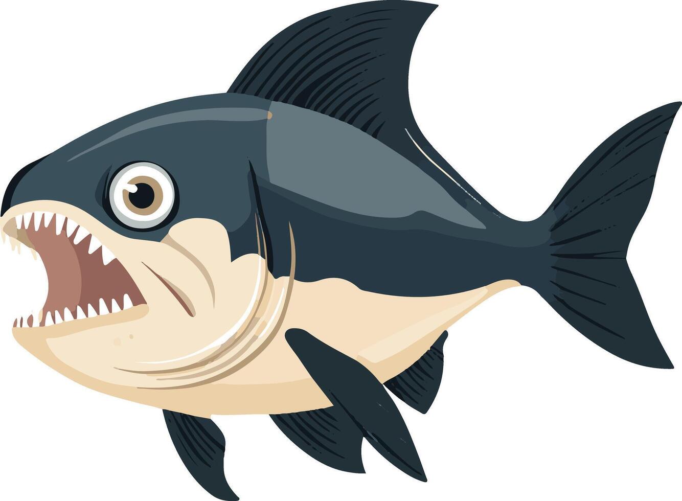 cute simple piranha clipart vector