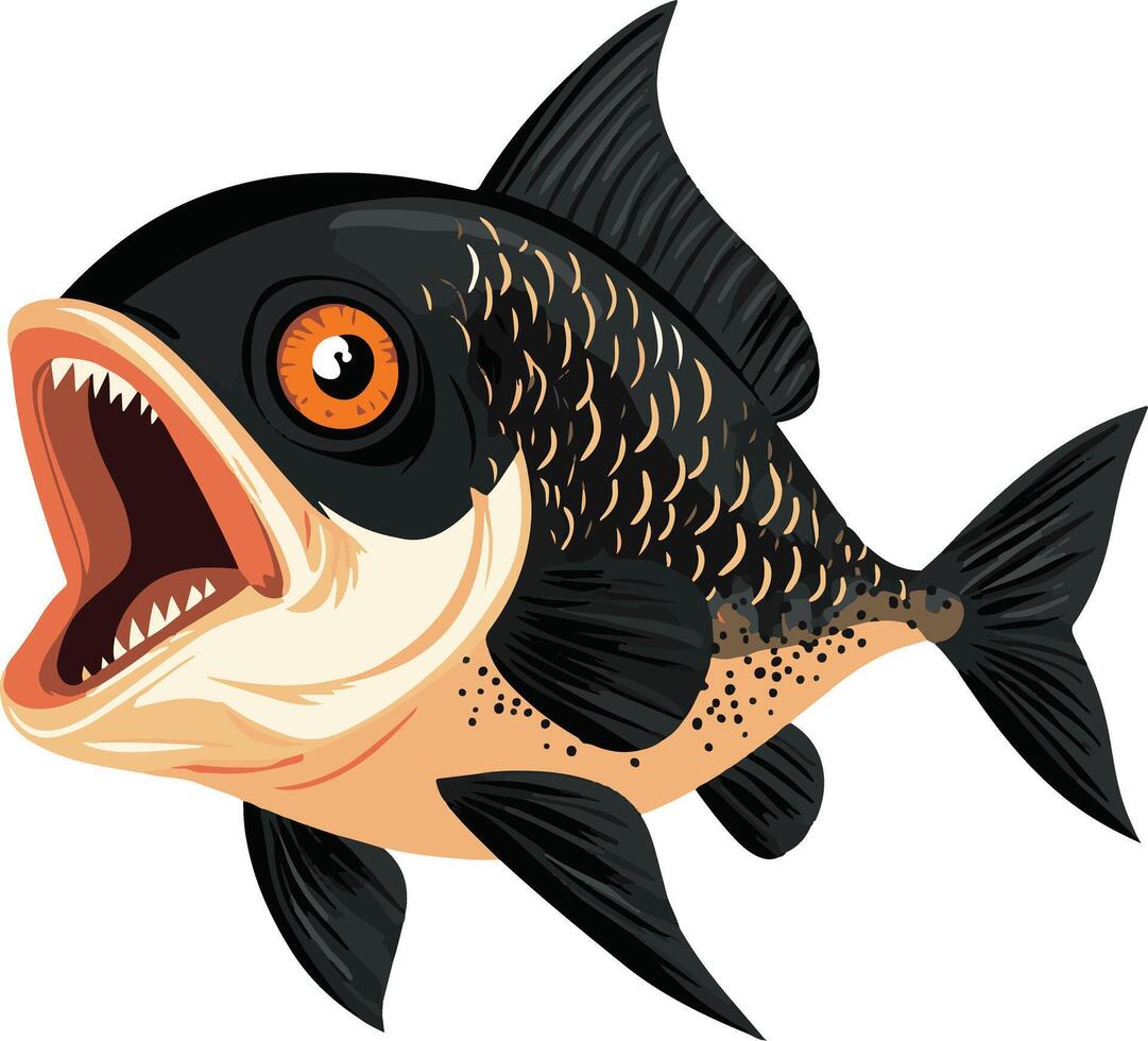 lovely cute simple piranha clipart vector