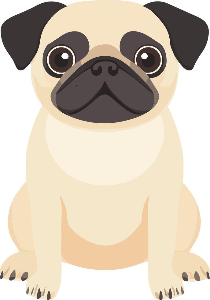 sweet cute simple Pug clipart vector