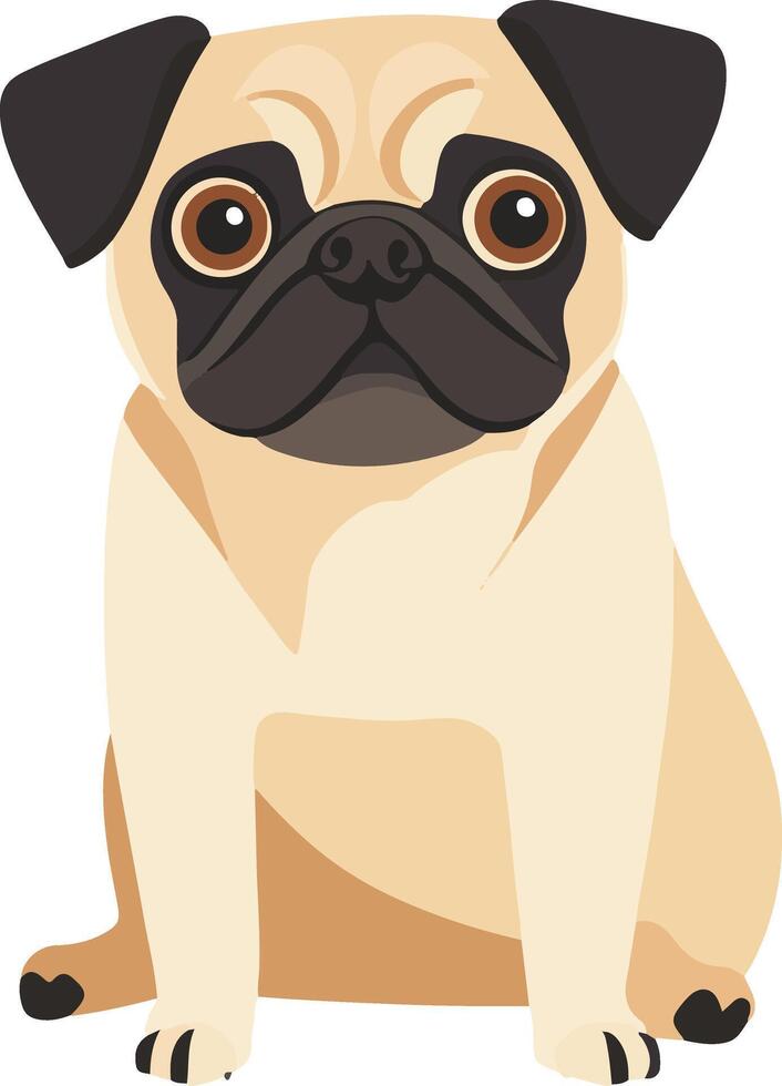 adorable cute simple Pug clipart vector