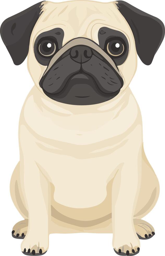 sweet cute simple pug clipart vector