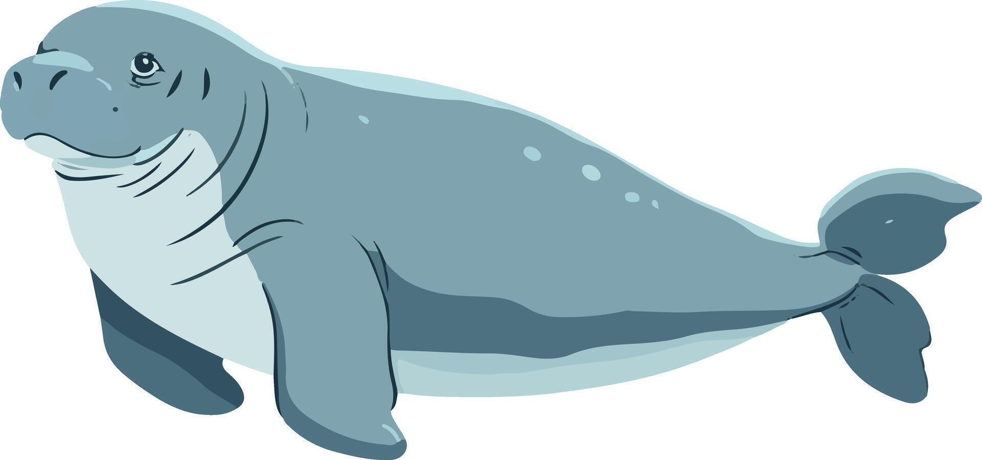 adorable cute simple sea cow clipart vector