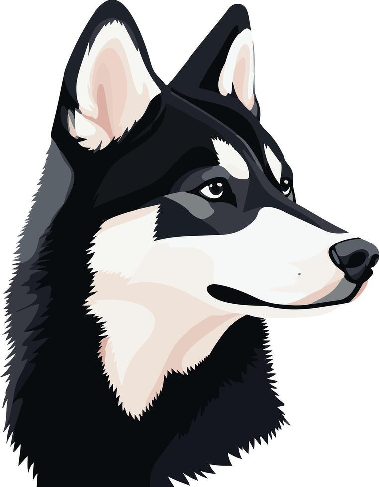 adorable cute simple Siberian husky clipart vector