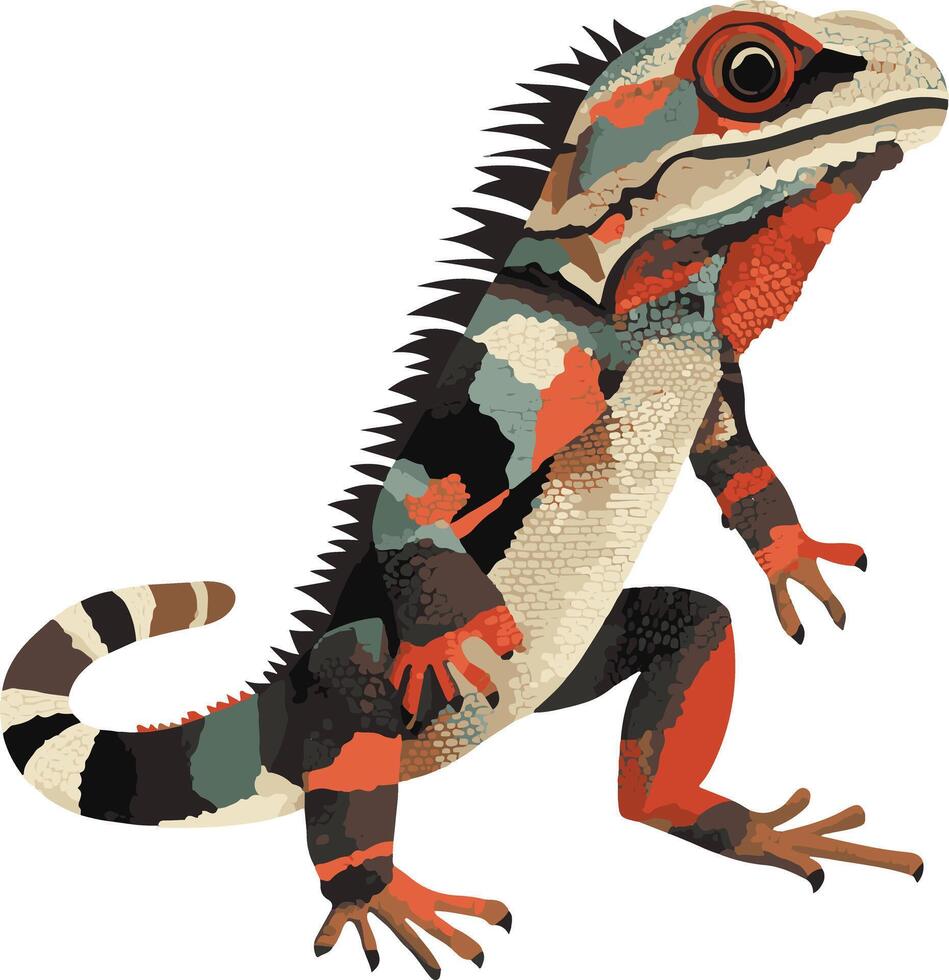 cute simple spiny lizard clipart vector