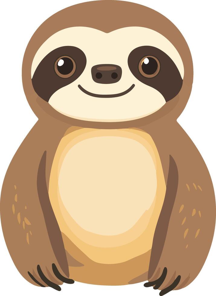 cute simple three toed sloth clipart vector