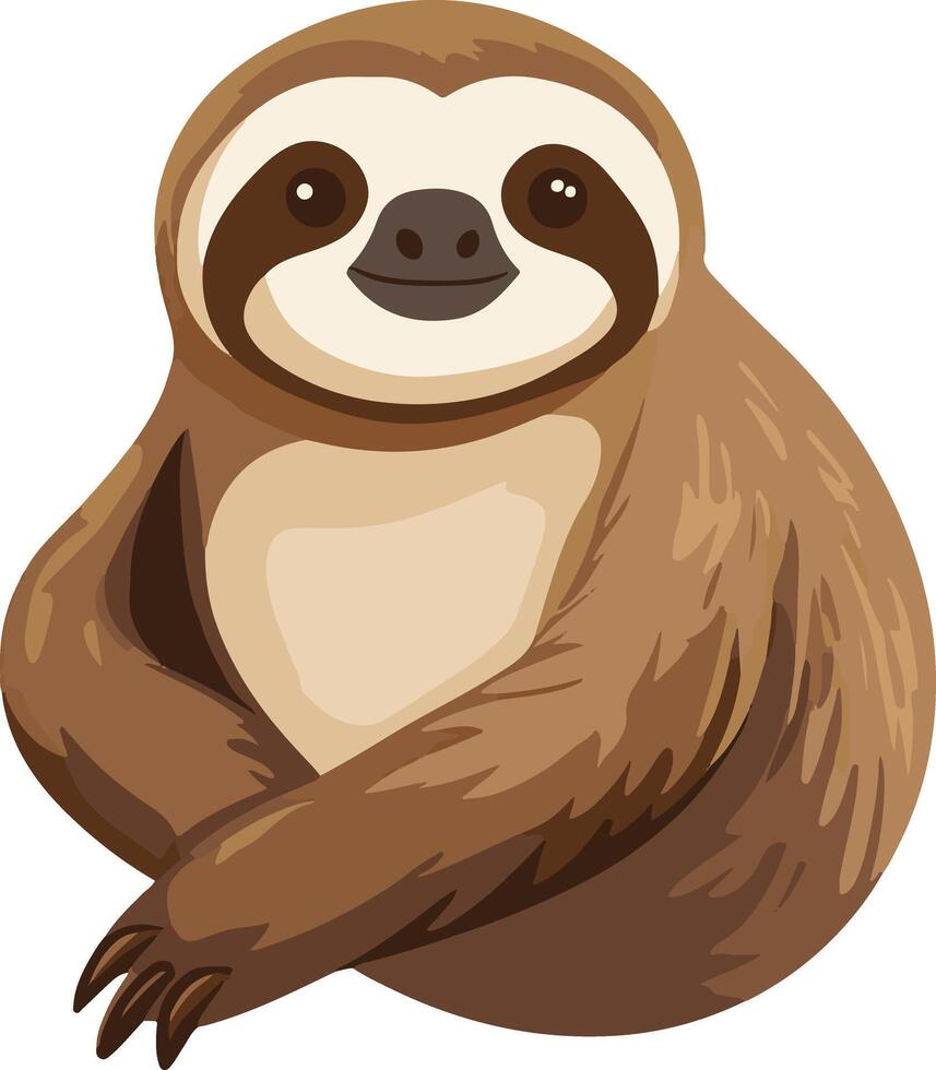 adorable cute simple three toed sloth clipart vector