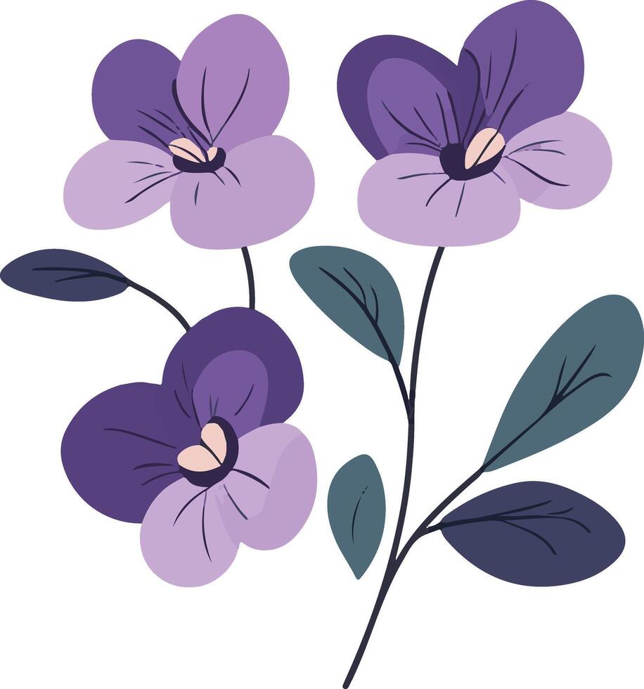 adorable cute simple violet clipart vector