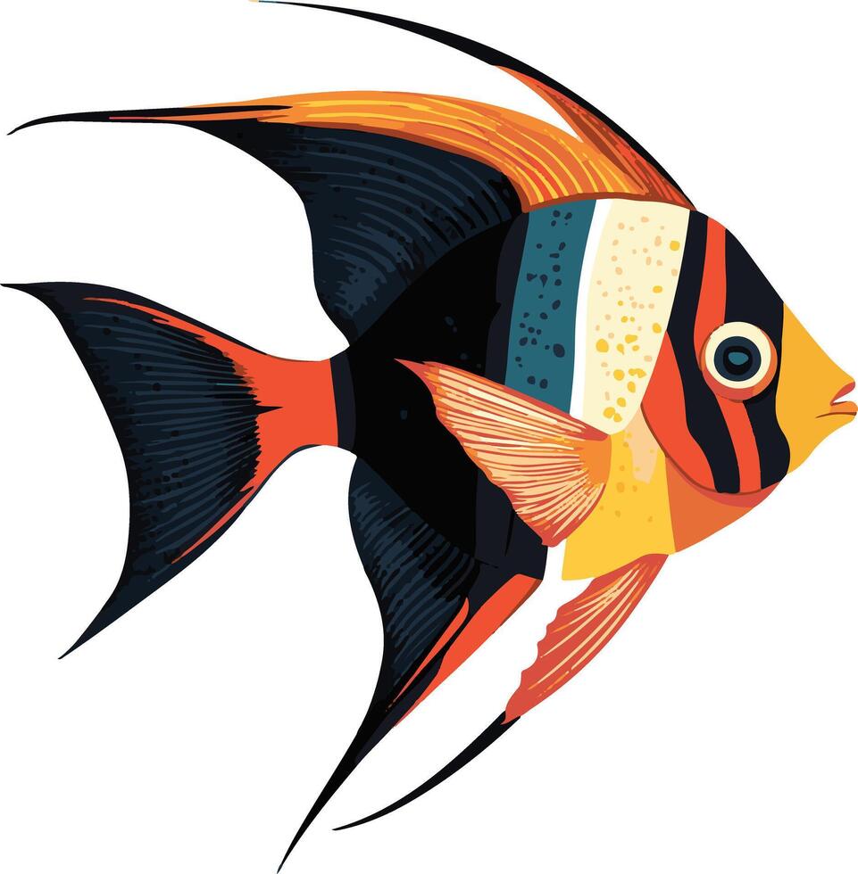 cute simple angelfish clipart vector