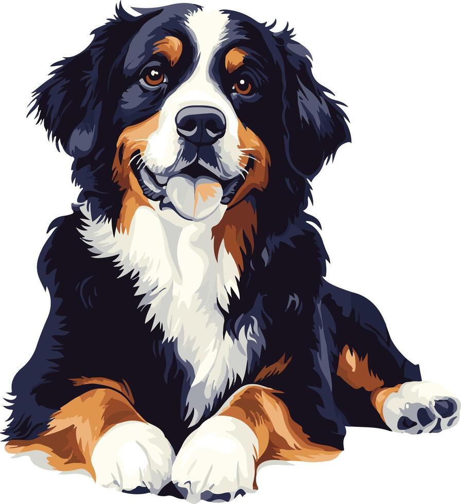 cute simple Bernese Mountain Dog clipart vector