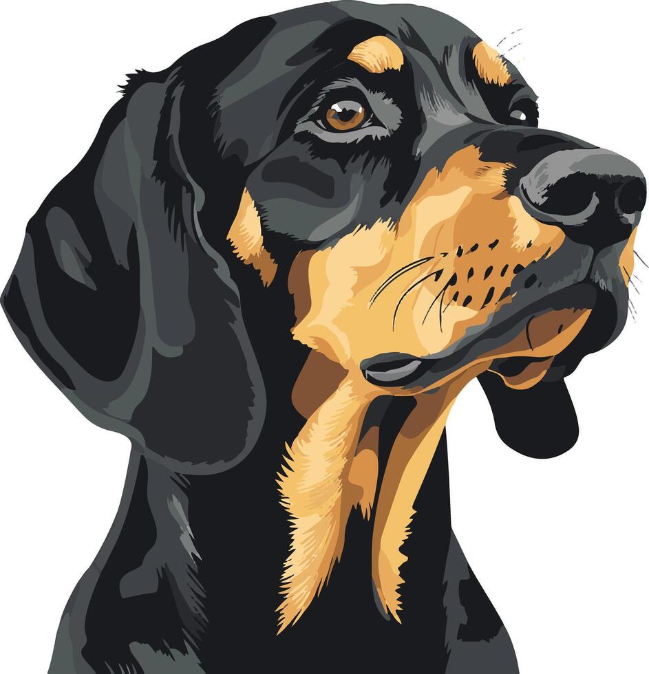 cute simple Black and Tan Coonhound clipart vector