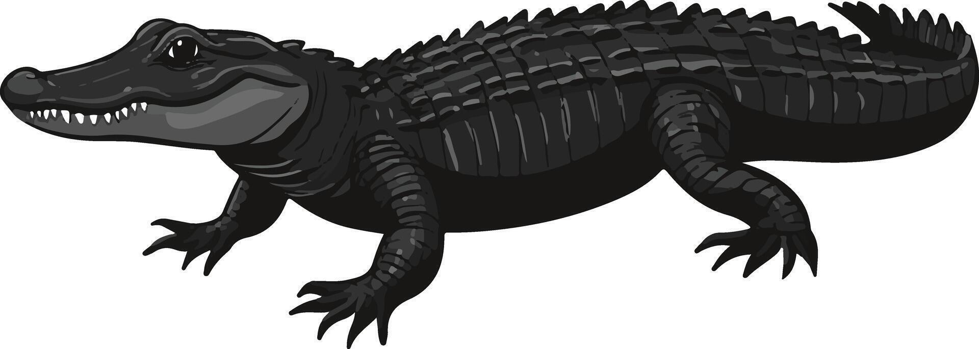 cute simple black caiman clipart vector