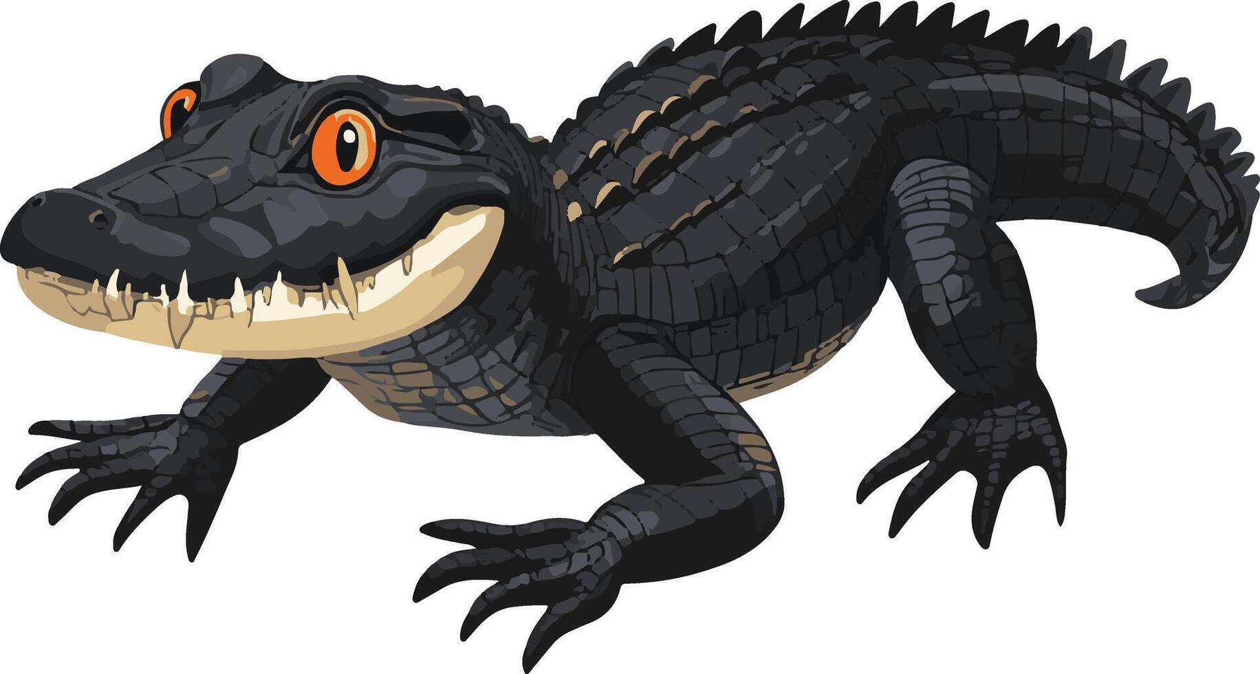 adorable cute simple black caiman clipart vector