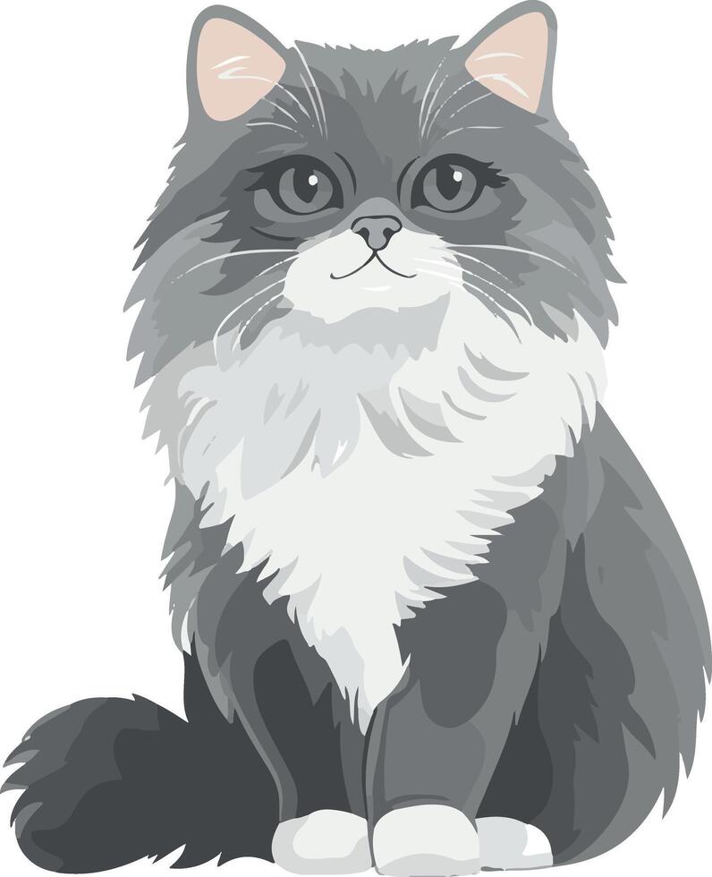 adorable cute simple British Longhair clipart vector