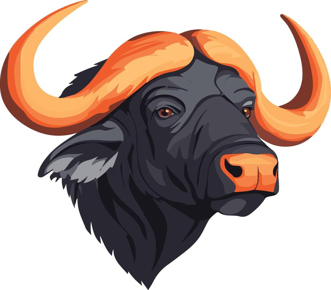 cute simple cape buffalo clipart vector