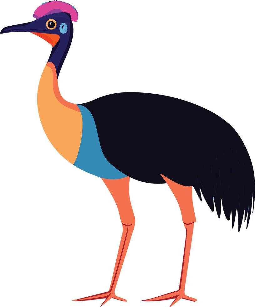 cute simple cassowary clipart vector