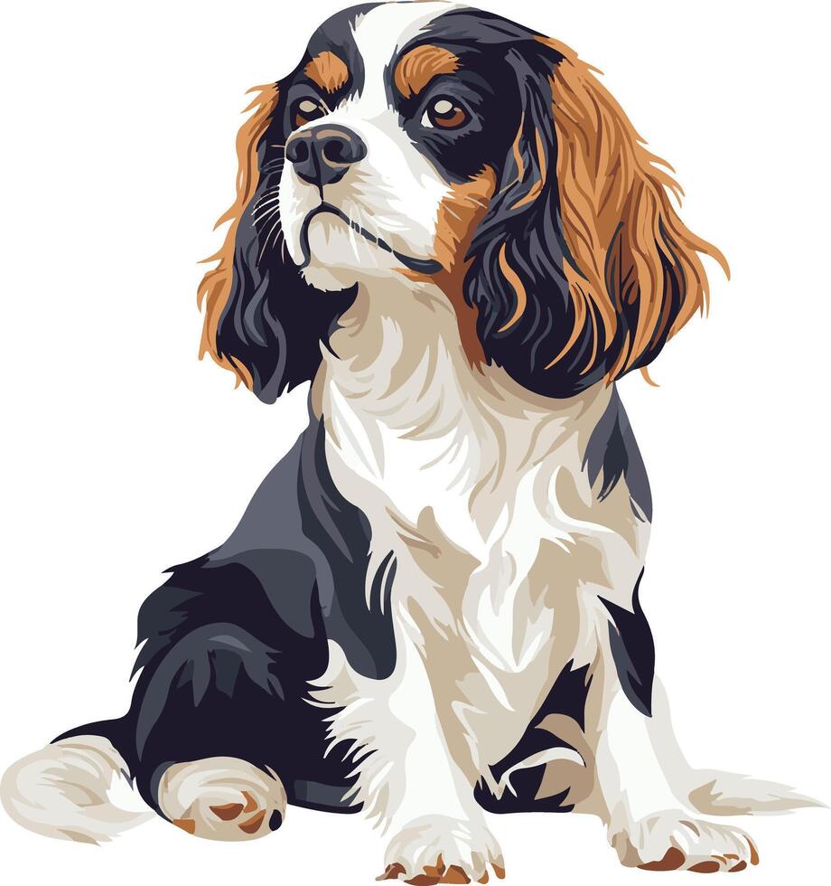 adorable cute simple Cavalier King Charles Spaniel clipart vector