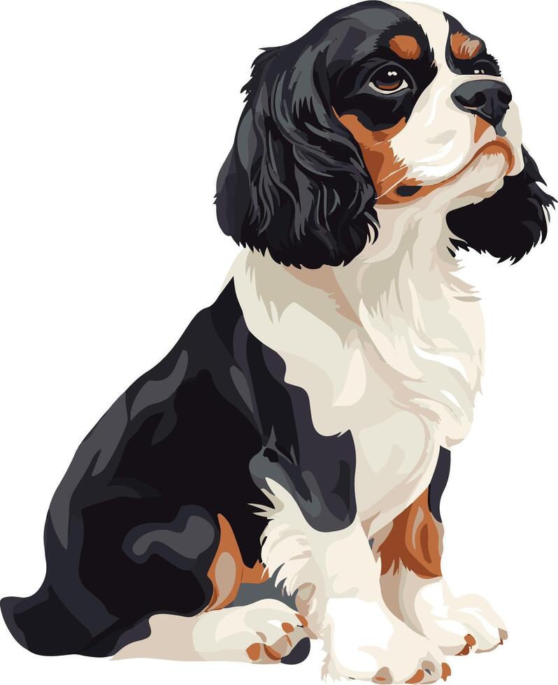 lovely cute simple Cavalier King Charles Spaniel clipart vector