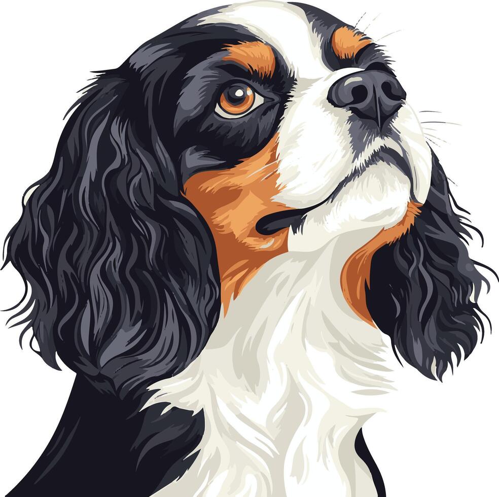 sweet cute simple Cavalier King Charles Spaniel clipart vector