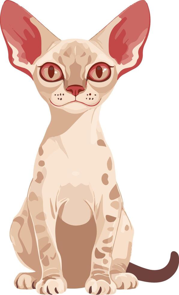adorable cute simple Devon Rex clipart vector