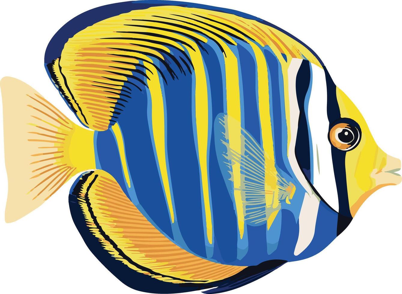 cute simple emperor angelfish clipart vector