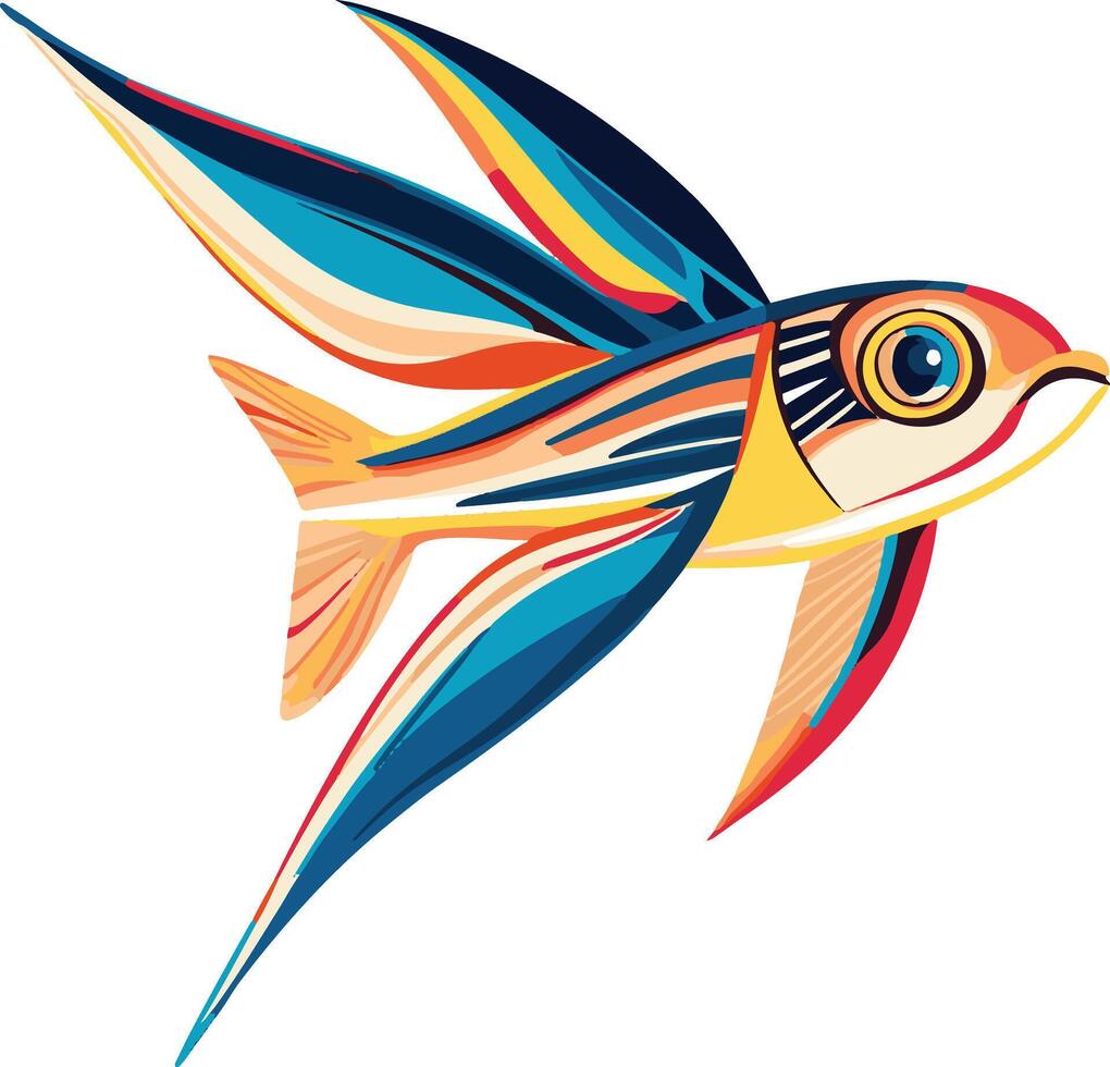 cute simple flying fish clipart vector