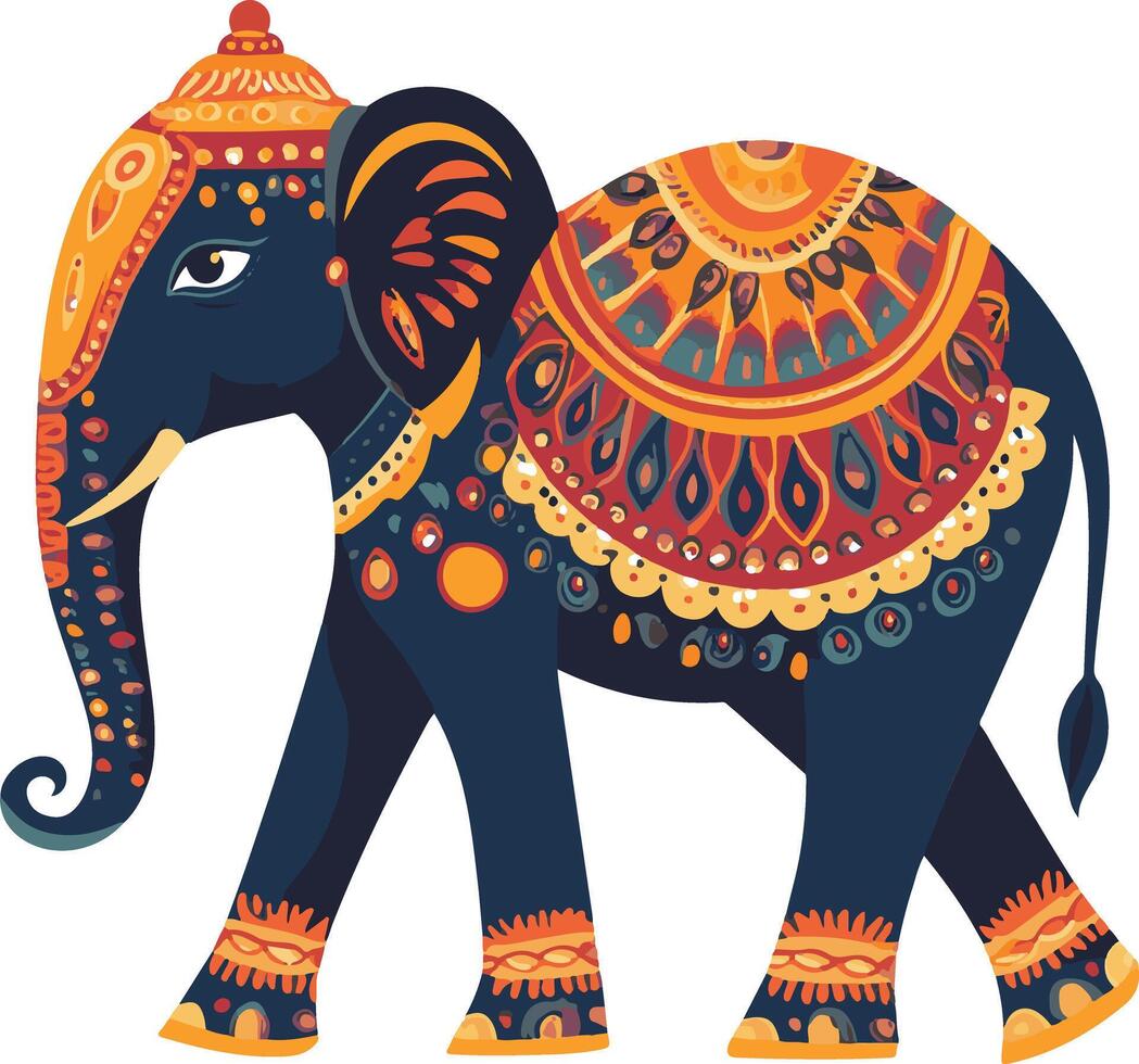 cute simple Indian elephant clipart vector