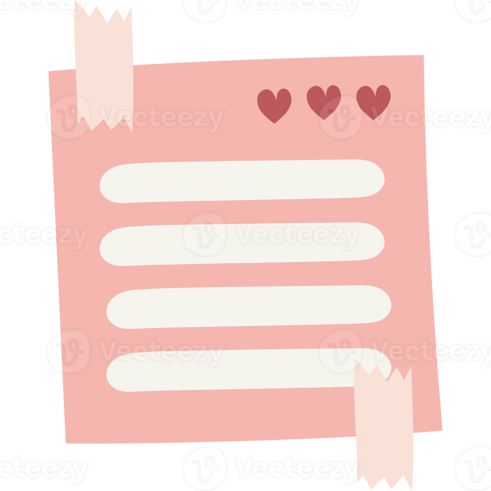 sticky note decor with heart png