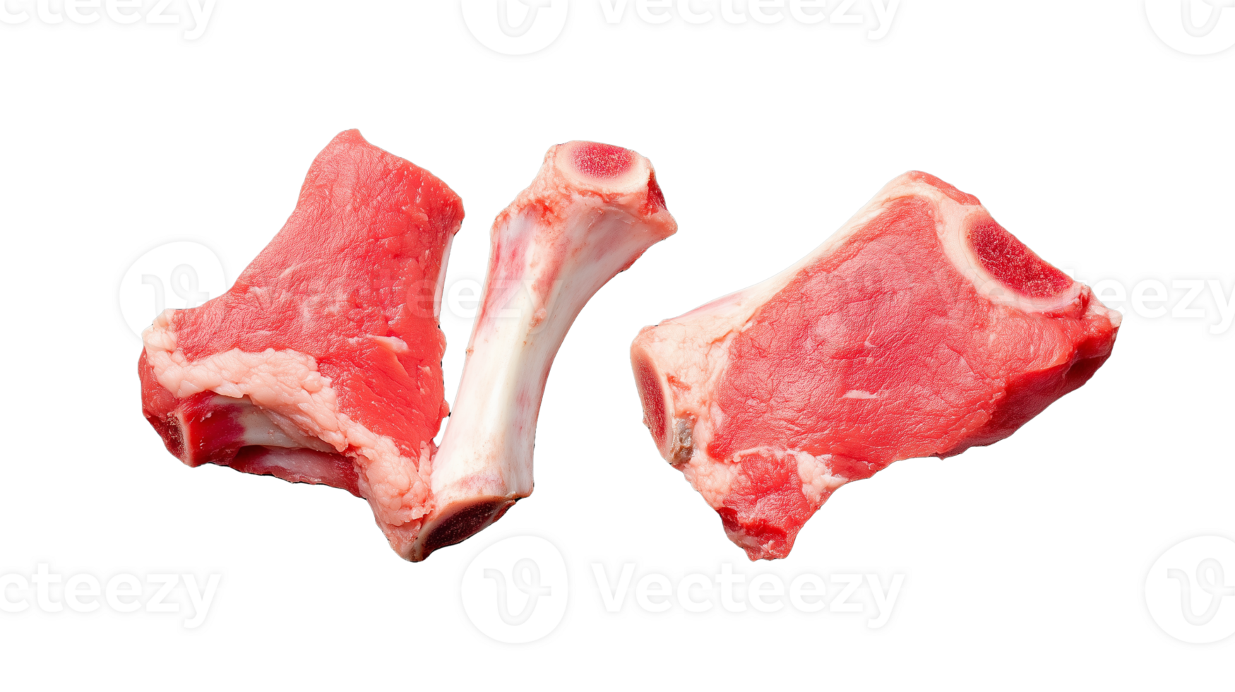 Raw lamb chops arranged neatly, isolated on transparent background png
