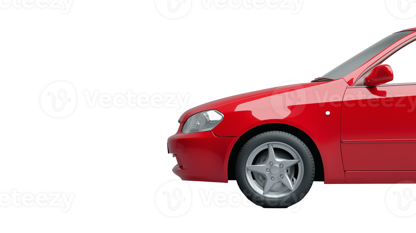 Side view of red car, isolated on transparent background png