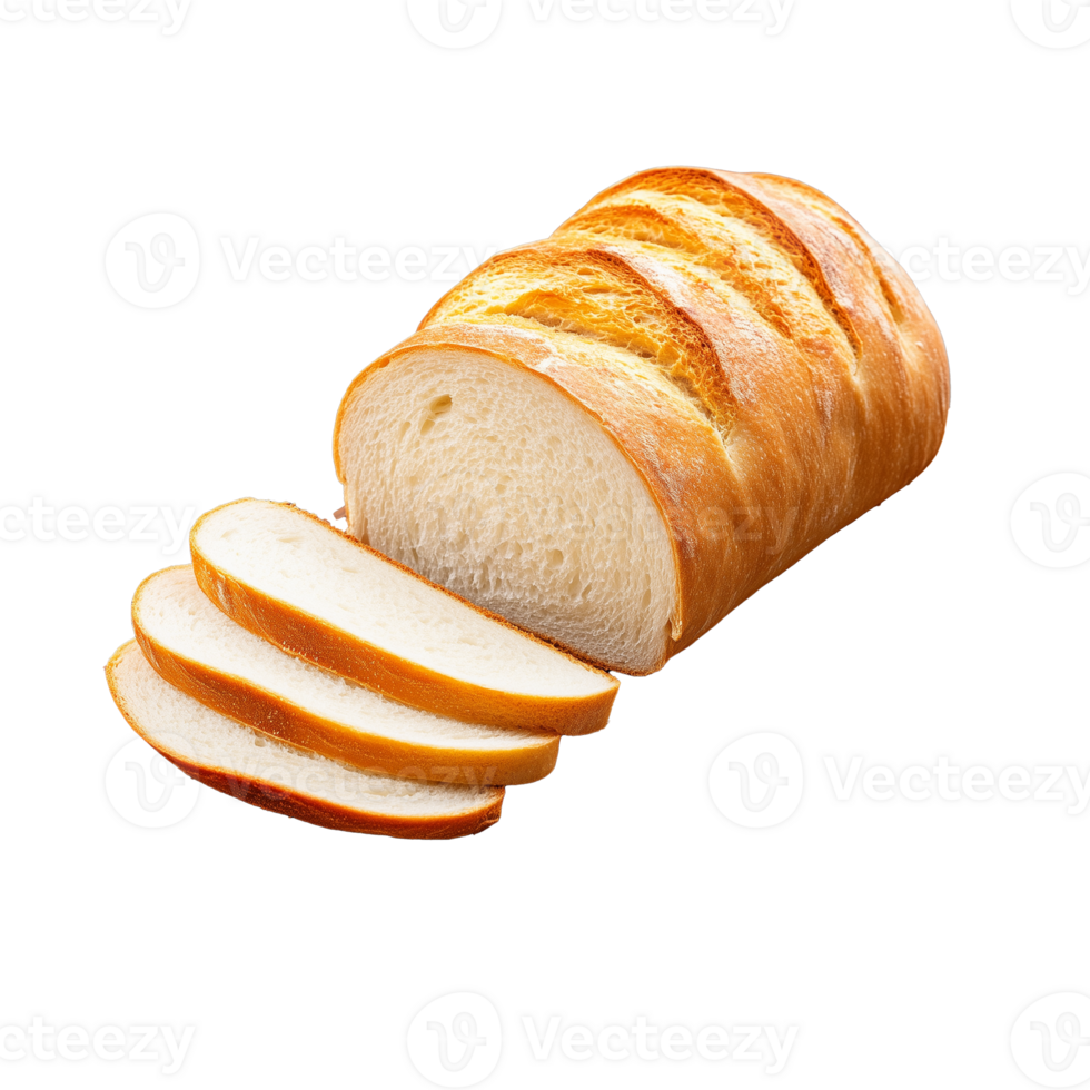 Sliced loaf of white bread, isolated on transparent background png