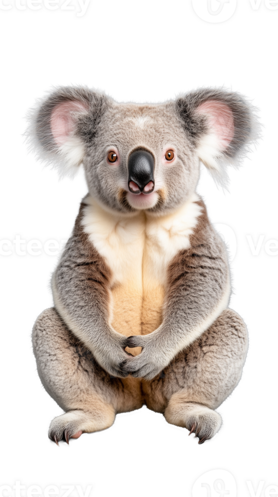 Friendly koala with inquisitive look, isolated on transparent background png