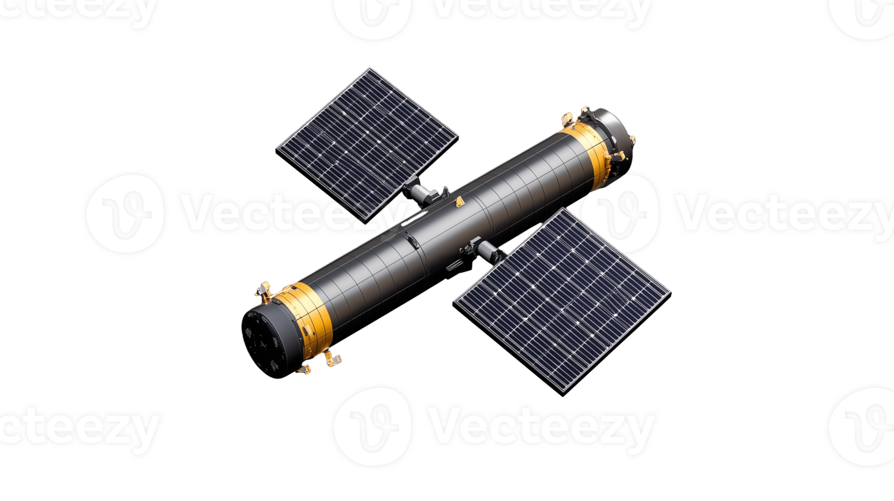High-tech satellite with solar panels, isolated on transparent background png