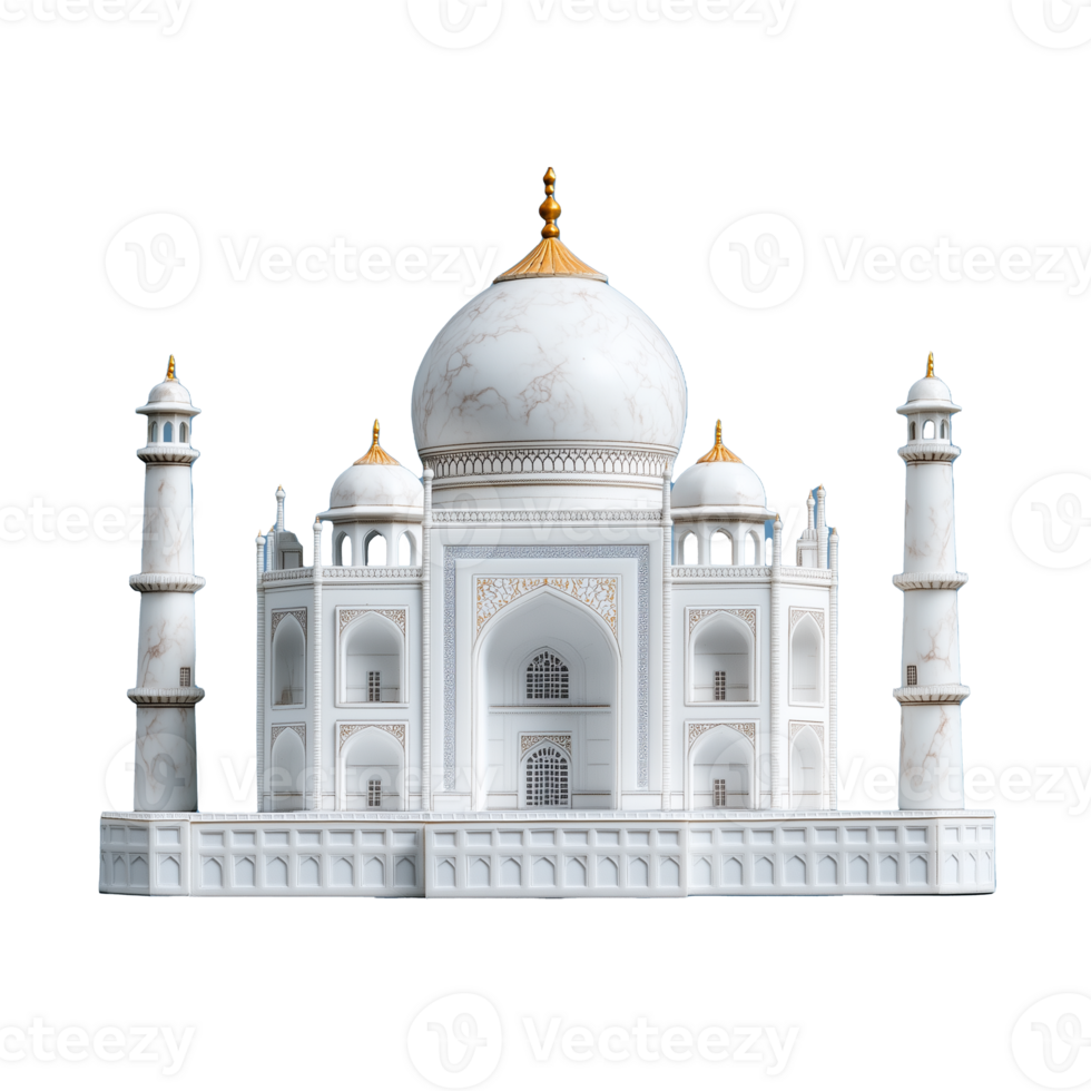 Detailed miniature of the Taj Mahal, isolated on a transparent background png