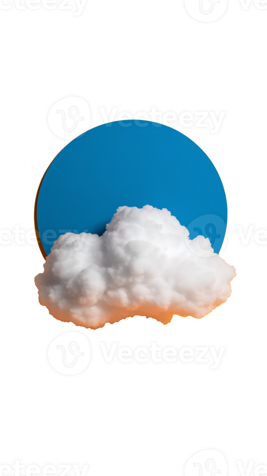 Cloud with blue sky backdrop floating on transparent background png