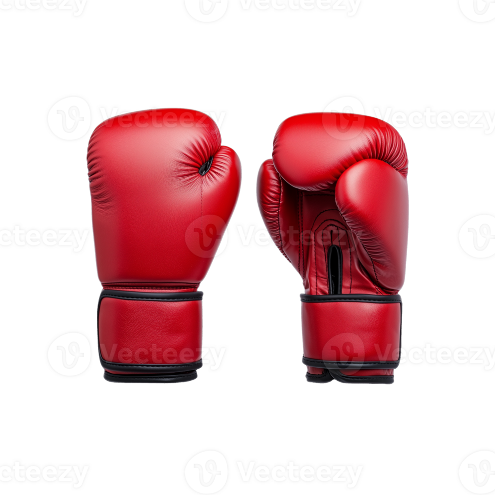 Red boxing gloves side by side on transparent background png