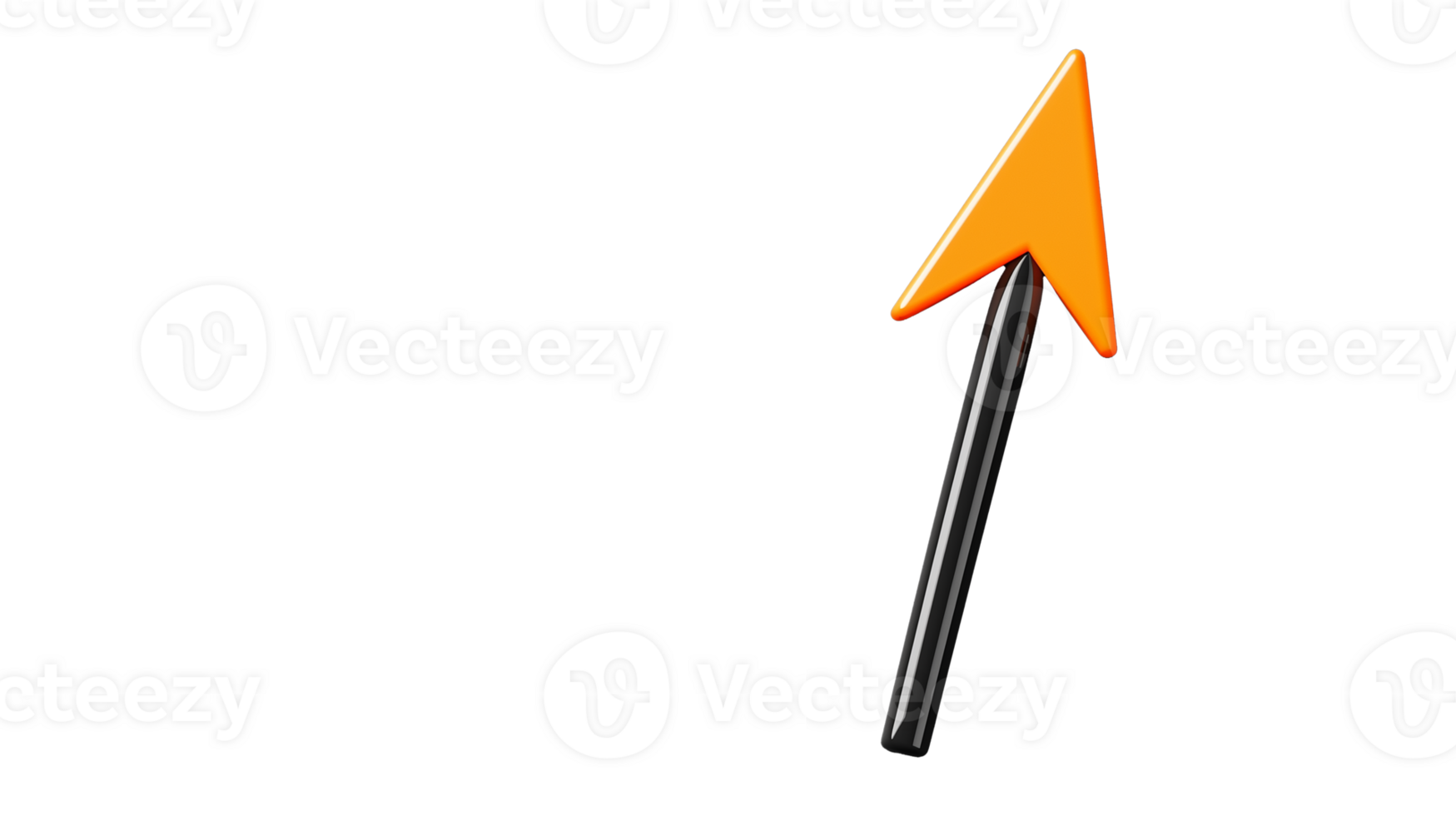 Black arrow with orange tip pointing upward on transparent background png